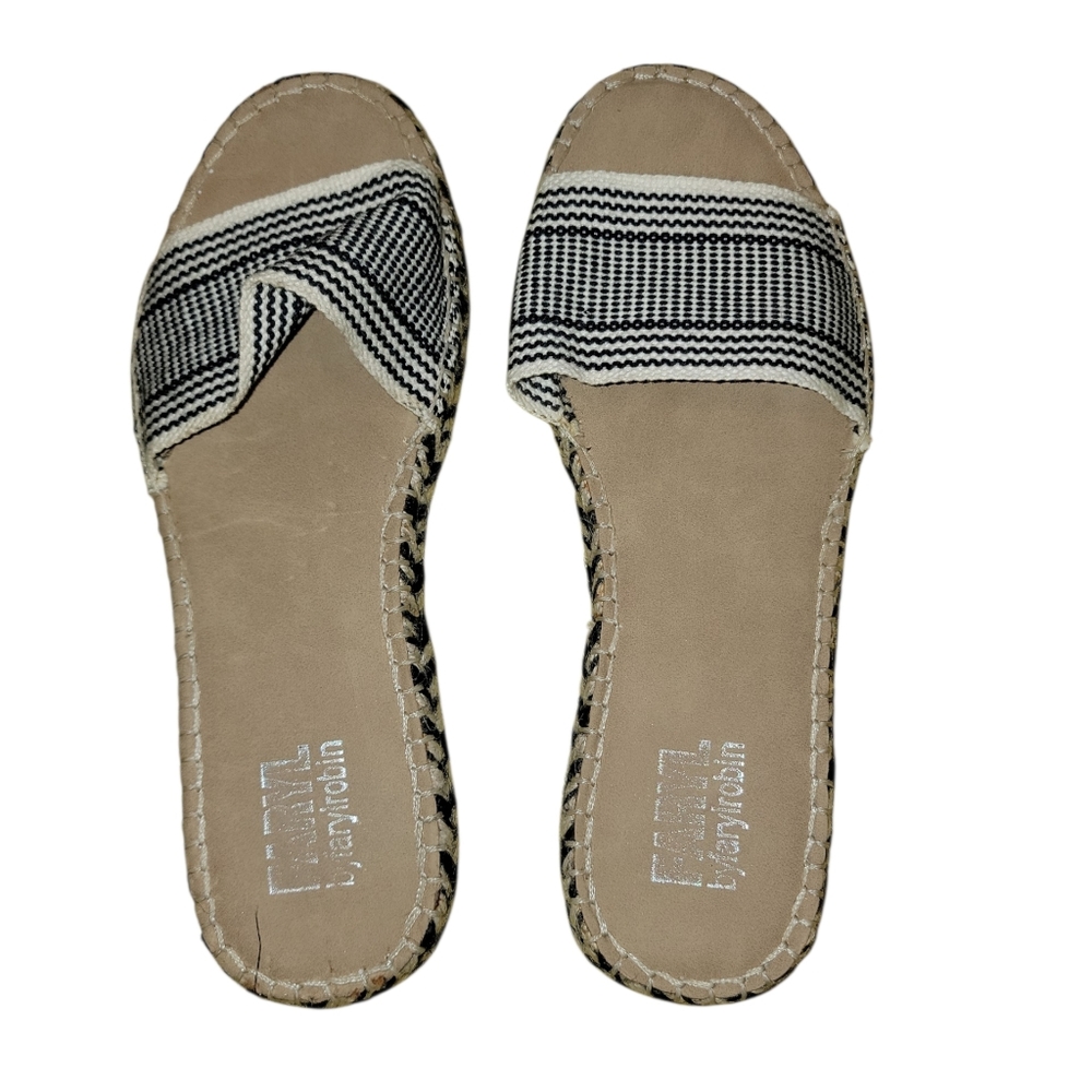 Farylrobin Black And White Espadrille Slides Size 7.5